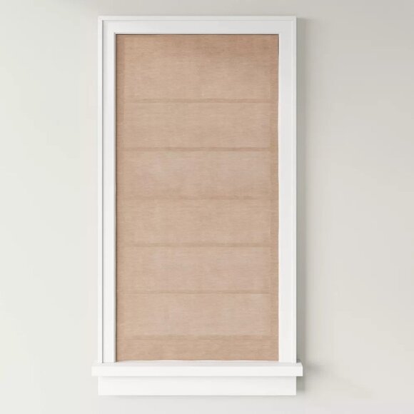 Threshold Light Filtering Cordless Roman Shade Dark Natural 27 x 64 w/ Hardware - Picture 1 of 5